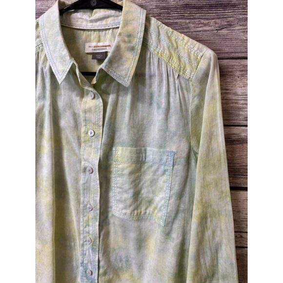 Anthropologie Pilcro Cate Tie Dye Button Down Shirt S Small Green Long Sleeve - Picture 5 of 7